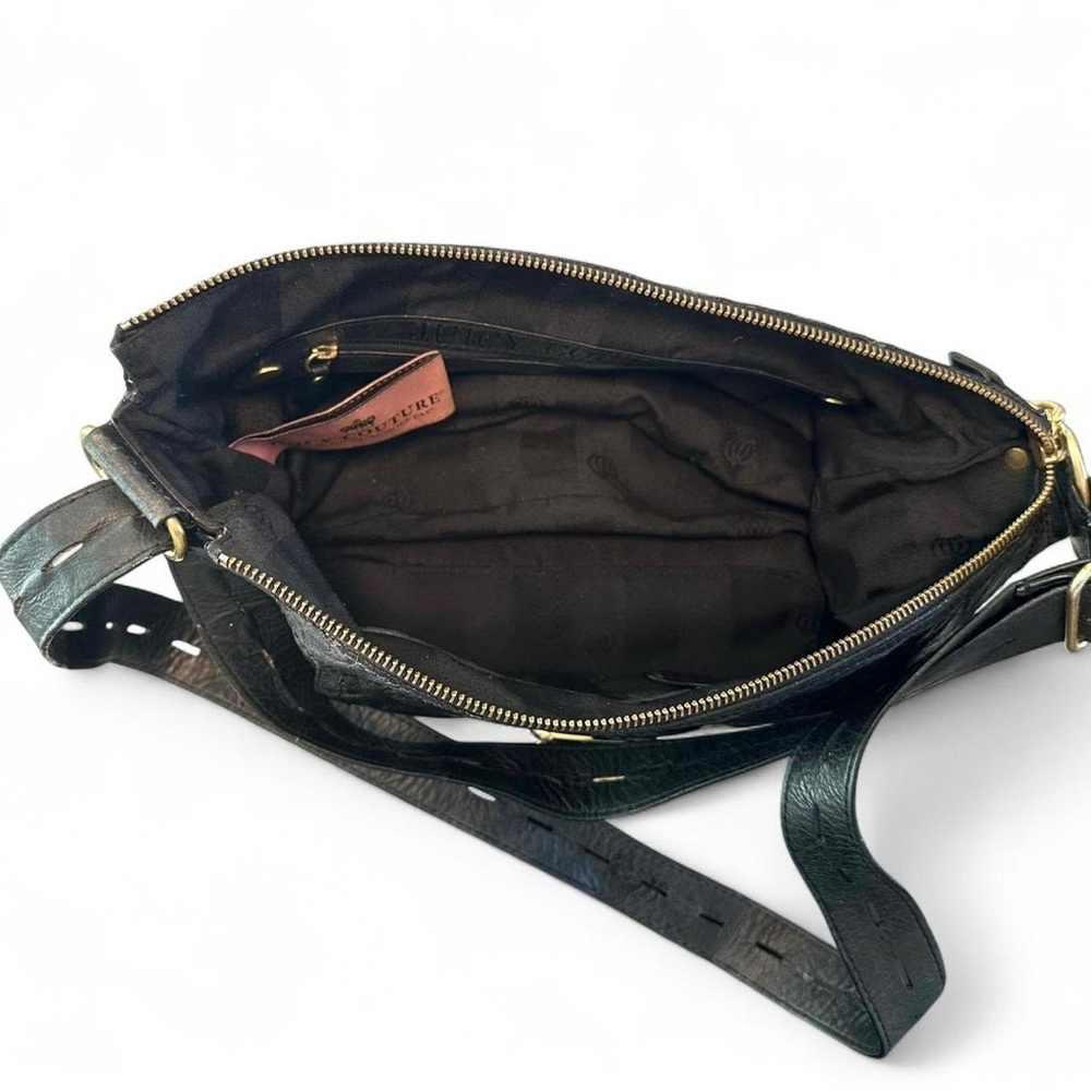 Juicy Couture Vintage Black Leather Shoulder/Crossbody Bag Y2K - Picture 5 of 8
